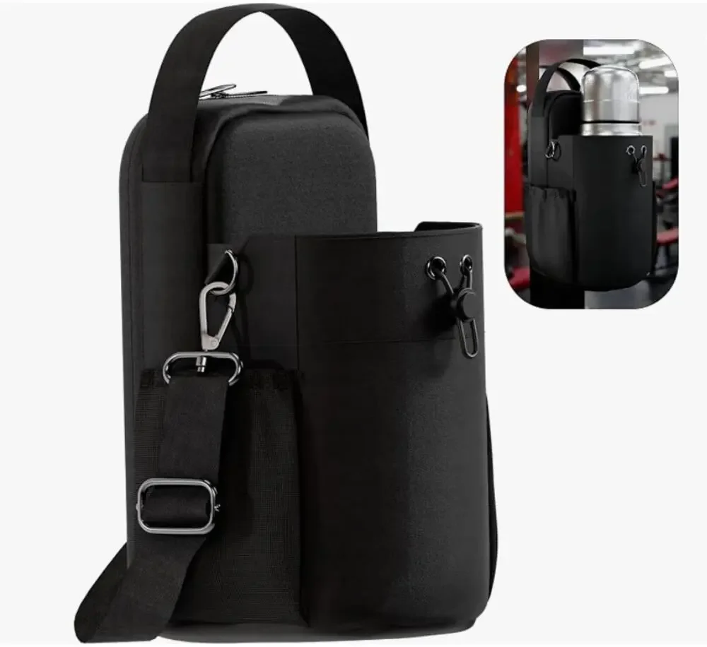 Magnetic Gym Bag Man Woman Magnetic Bottle Bag, Crossbody Gym Water Holder-Black